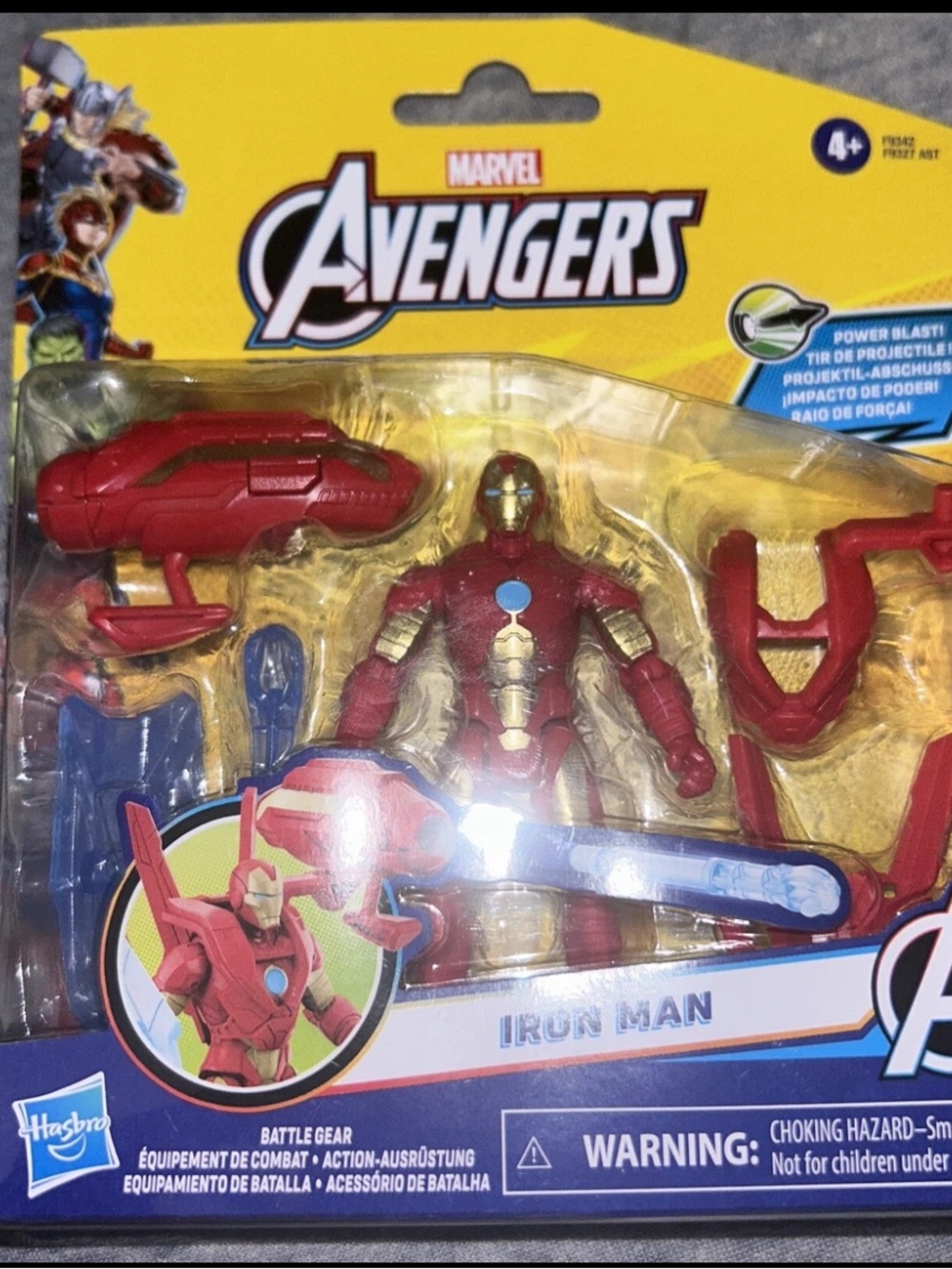 Marvel Avengers Iron Man 4" Battle Gear Power Blast Action Figure New